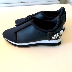 Karl Lagerfeld Paris Jeri Leather Sequins Black Sneakers Women’s 6 EU Size 36